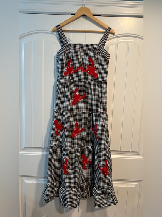 Dresses & Skirts - Gingham Maxi Dress with Red Lobster Appliqués